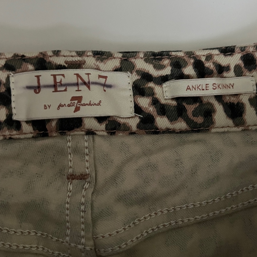 Jen 7 by 7 For All Mankind Leopard Pattern Cropped Jeans Ankle Skinny Size 2 - Picture 2 of 15